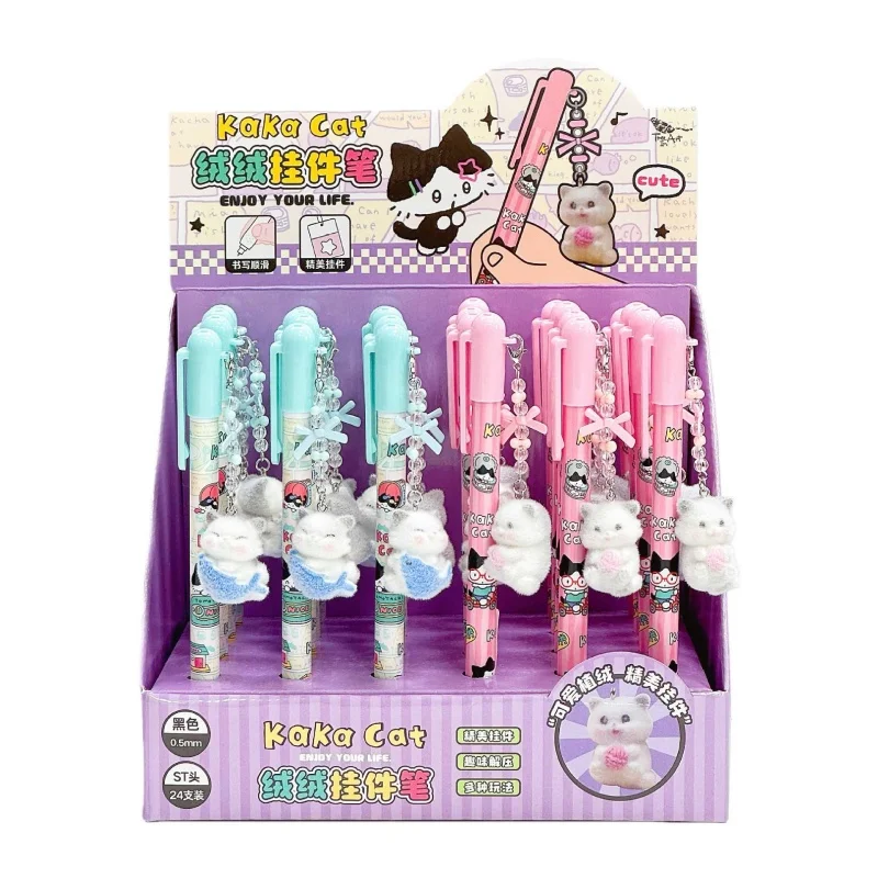 

12pcs/lot Kawaii Cat Pendant Gel Pen Cute 0.5mm Black Ink Neutral Pens Promotional Gift Office School Supplies