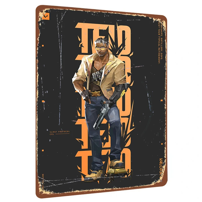 Valorant Protocol Cole Character Metal Wall Art Decor for Game Room Home Decoration