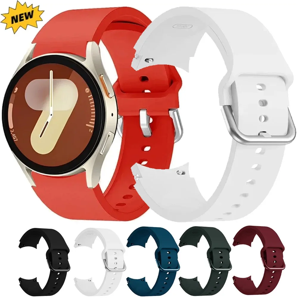 20 mm Silikonarmband ohne Lücke für Samsung Galaxy Watch 7/6/5/4 40/44 mm, weiches, atmungsaktives Armband, Galaxy Watch 6 4 Classic 47/43 mm