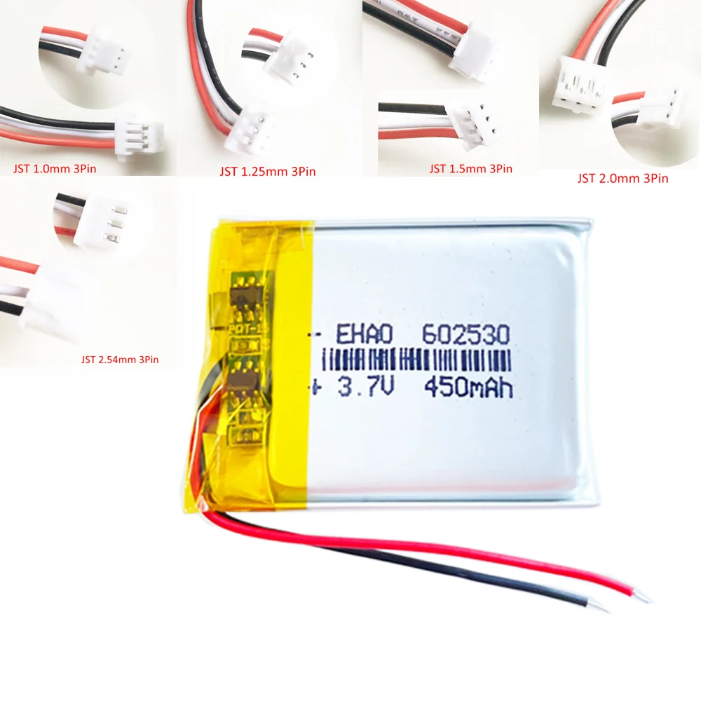 3.7V 450mAh Lipo Polymer Lithium Rechargeable Battery 602530 For MP3 GPS DVD Bluetooth DVD Recorder Headset E-book Camera