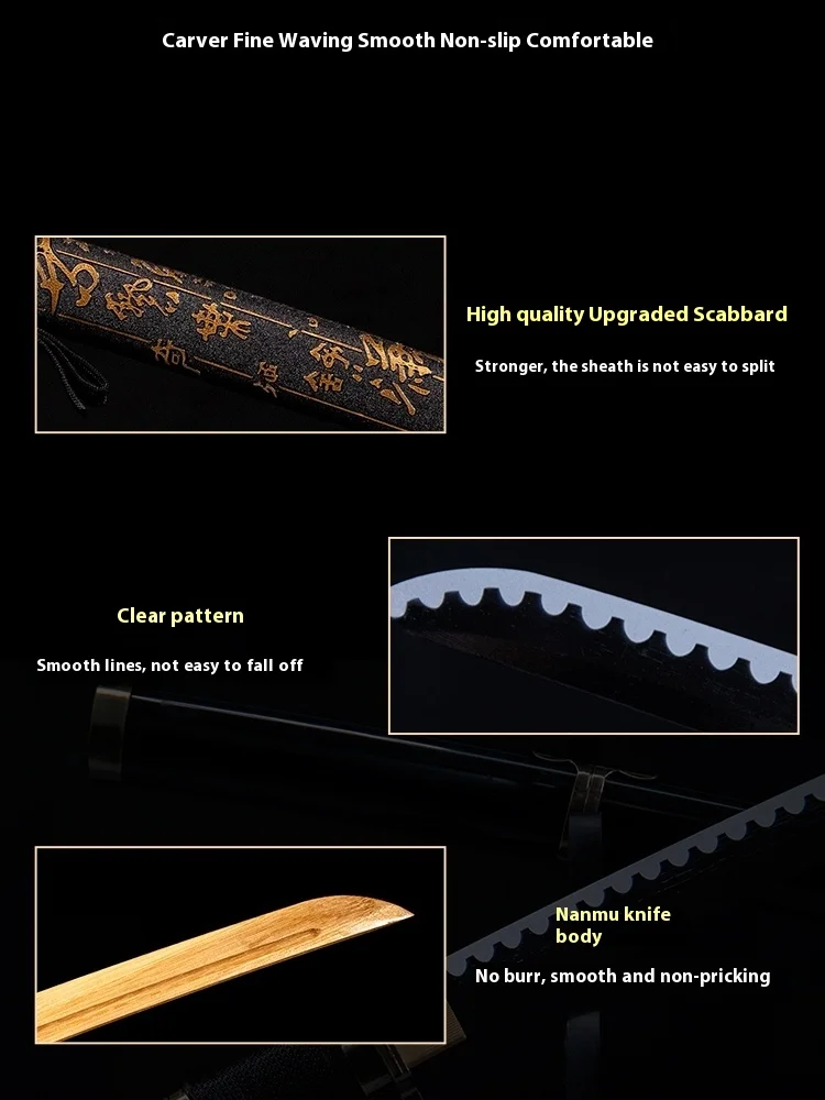 Tai Sword Katana Oriental Draw Sword con guaina Tang Hengdao spada di legno giocattolo per bambini in stile antico in legno di bambù