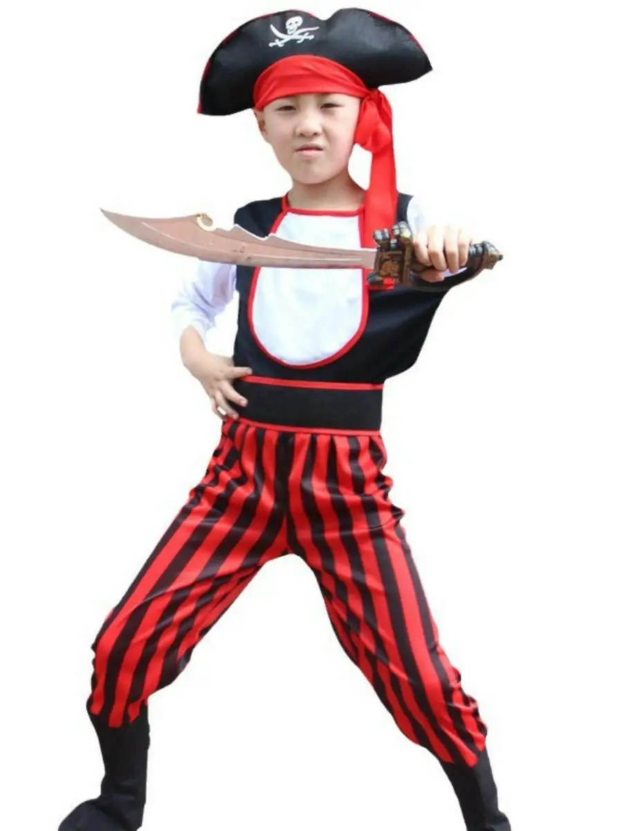 Nuevo disfraz infantil loween, traje de pirata caribeño Ja Sparrow, ropa de actuación, Material de poliéster, disfraz étnico para escenario...