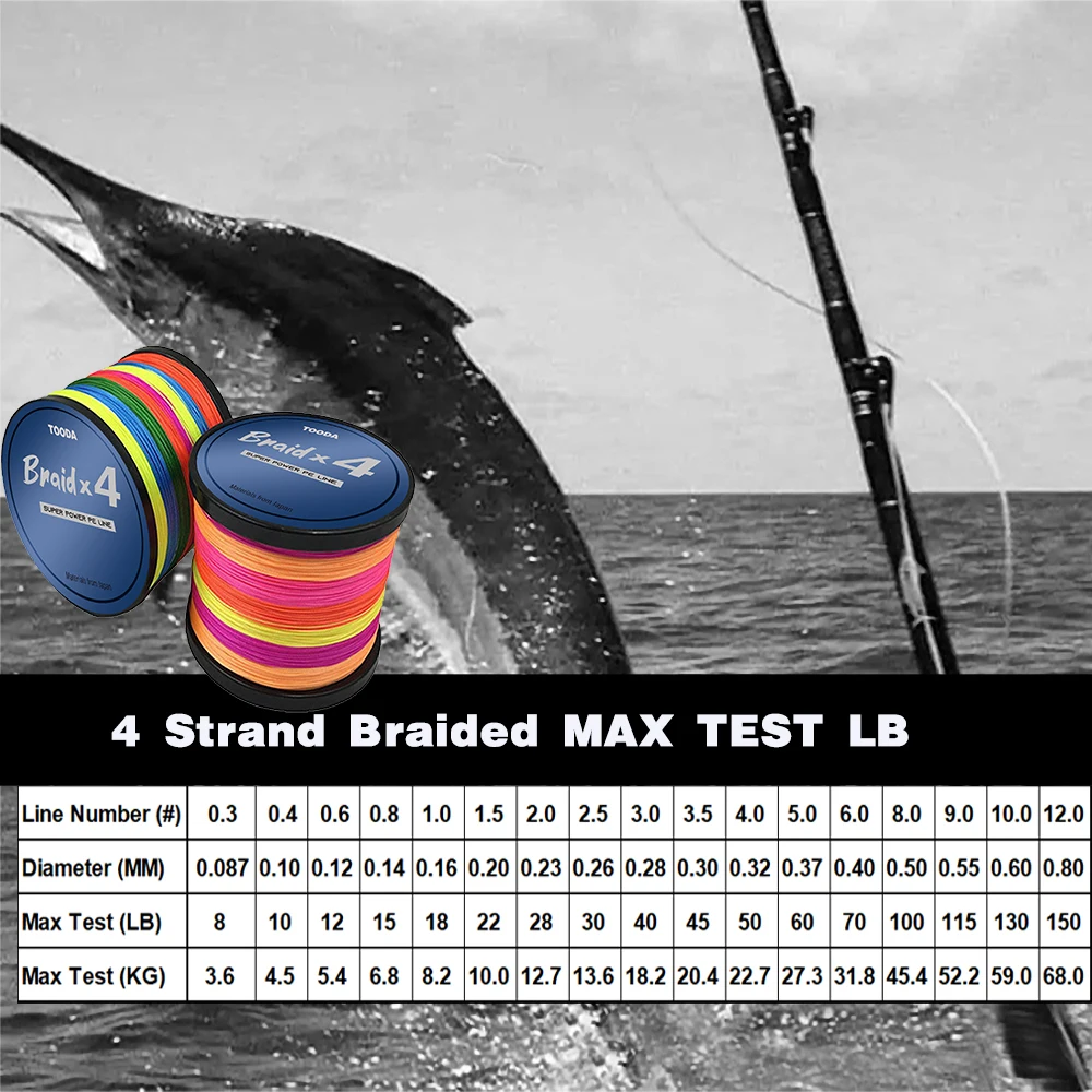 4 Strands 8lb-150lb Super  Abrasion Resistant High Performance Strong PE Fishing Line 1094Yds