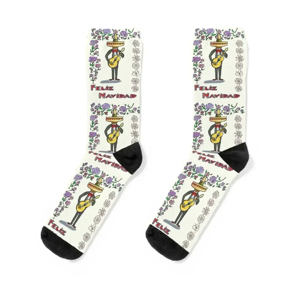 Feliz Navidad, singing christmas spanish Socks kawaii designer brand custom Woman Socks Men's