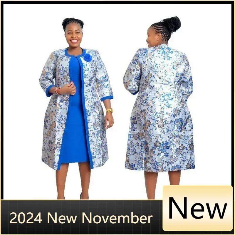 

Customized Customized 2025 summer sexy african women polyester printing plus size dress suit (dress and coat) 2XL-6XL