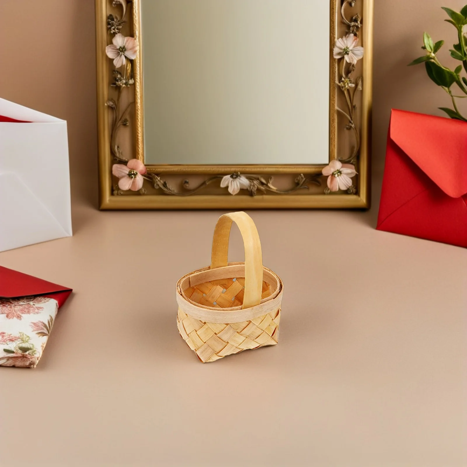 

10Pcs Wooden Rustic Basket Mini Wedding Candy Gift Storage Basket Party Decoration Micro Landscaping Wedding Party Supply