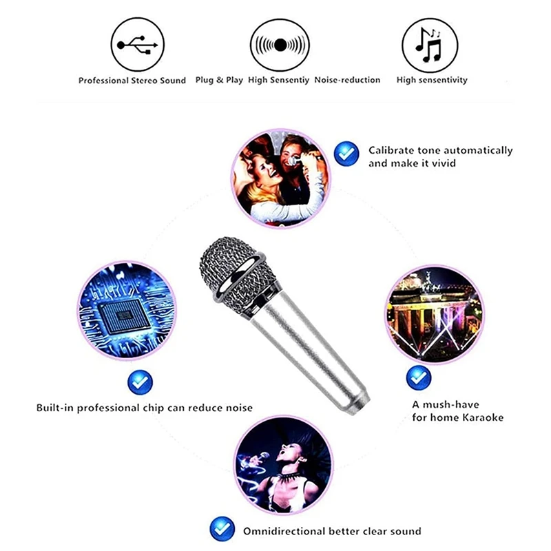 Mini Voice Recording Microphone Portable Karaoke Mini Karaoke Microphone, Mic For Singing, Recording, Voice Recording