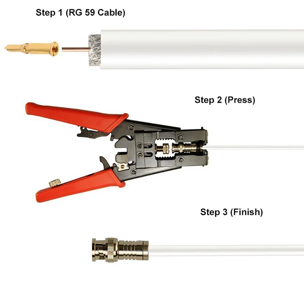 Imagem -06 - Conector de Compressão Escam para Cabo Coaxial Câmera Cctv Acessórios Sistema de Segurança Bnc Rg59 10 Pcs por Lote