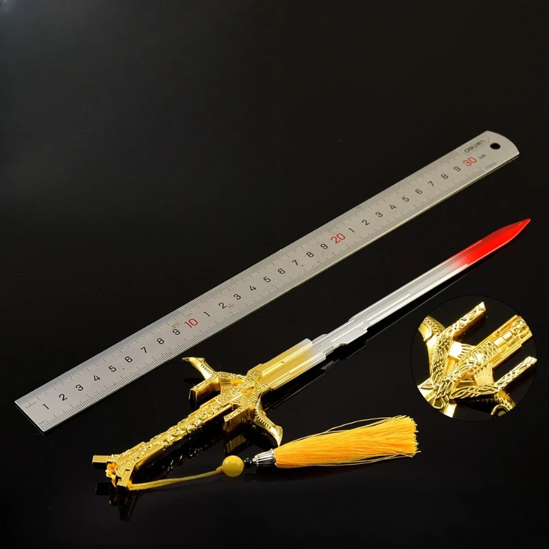 30cm/11.81in Game Peripherals Hall of Valor Sword of Oath of Victory Metal Weapon Models Real Steel Swords Crafts Boy toys Gifts