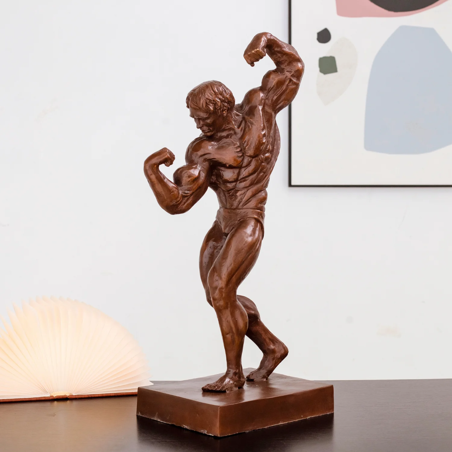 

62cm Muscle Man Sculpture Strong Man Bronze Sculpture Bronze Muscular People Statue Gym Ornament Modern Art Crafts Home Decor