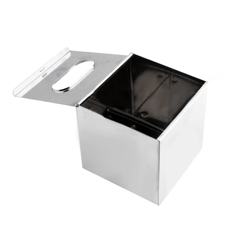 Stainless Steel Countertop Paper Square Desktop Tissue Box Homestay Square Tissue Paper Wipe Hand Box