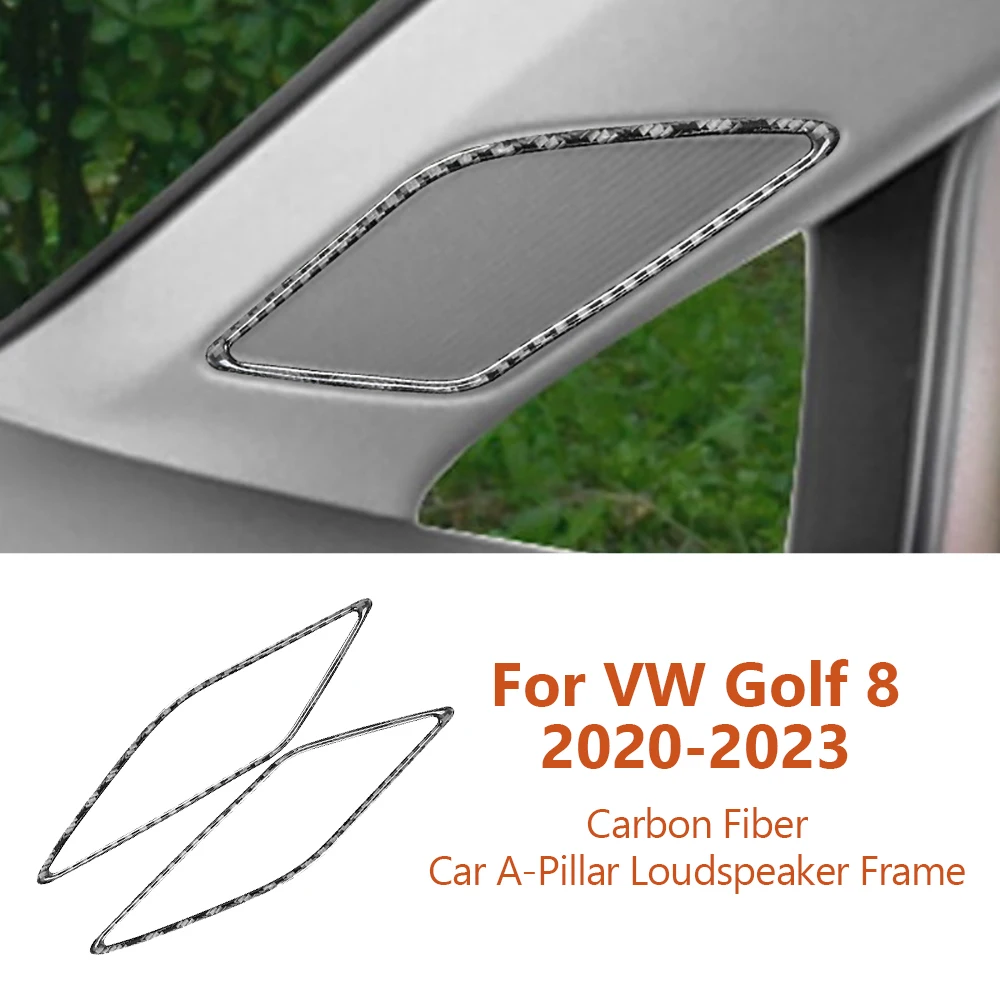 

For Volkswagen VW Golf 8 MK8 2020-2023 Carbon Fiber Car A-Pillar Loudspeaker Frame Decorative Stickers Auto Interior Accessories