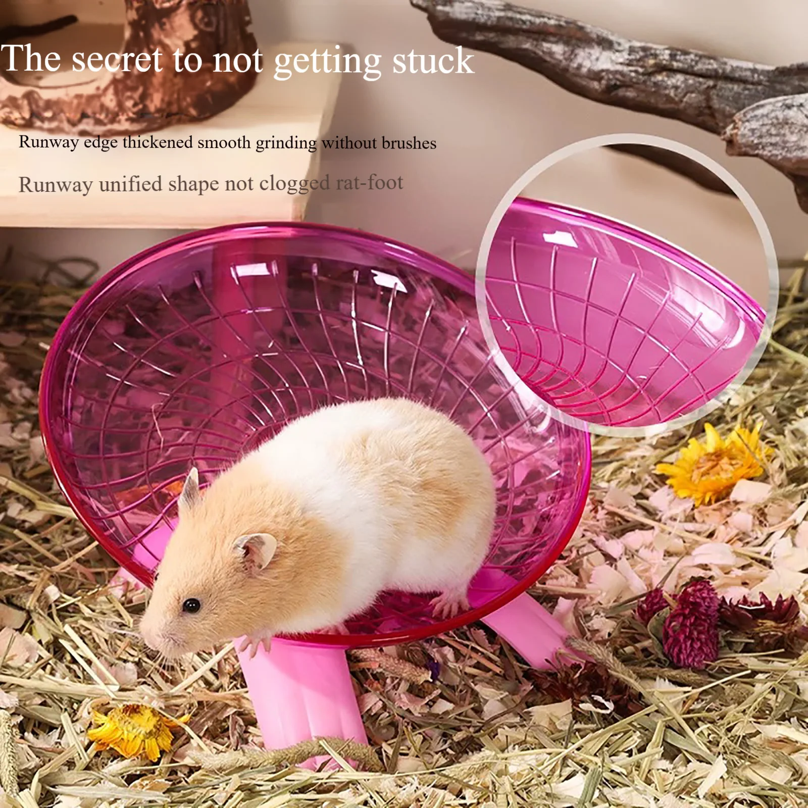 Transparent Anti-Slip Hamster Running Wheels Mute Flying Saucer Steel Axle Wheel Small Animal Hamster Accessories