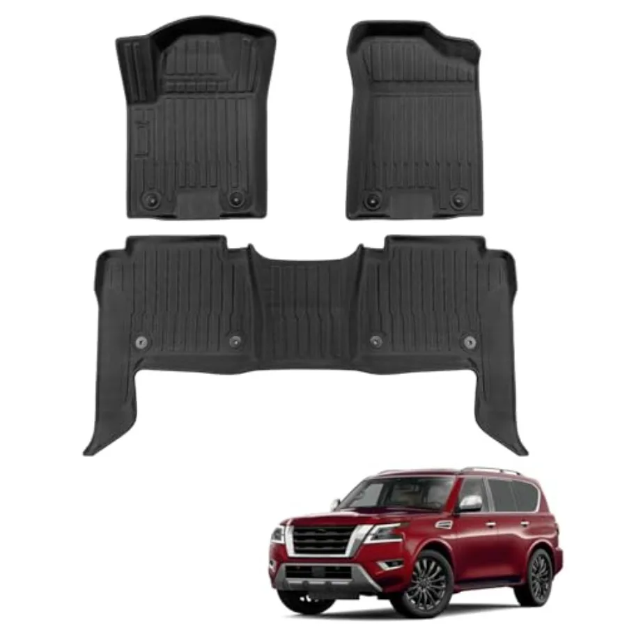 

AllWeather Protection Floor Mats for Nissan Armada and Infiniti QX80 20192024: Premium TPE Material with AntiSlip Technology Fr