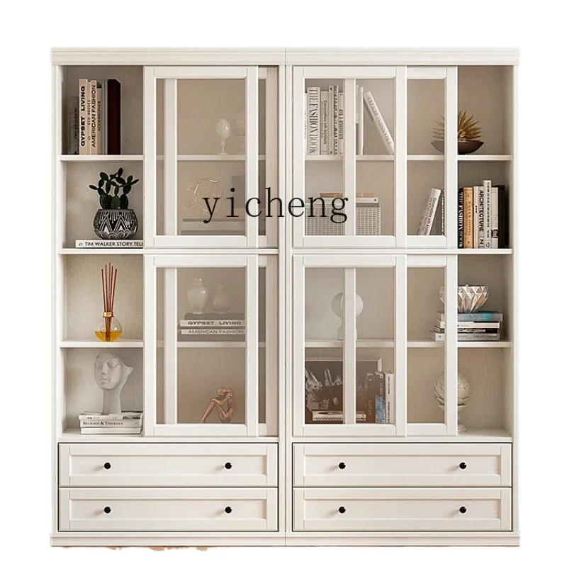 BB Solid Wood Floor Integrated Storage Rack Household Children's Living Room Bookcase Locker Dustproof