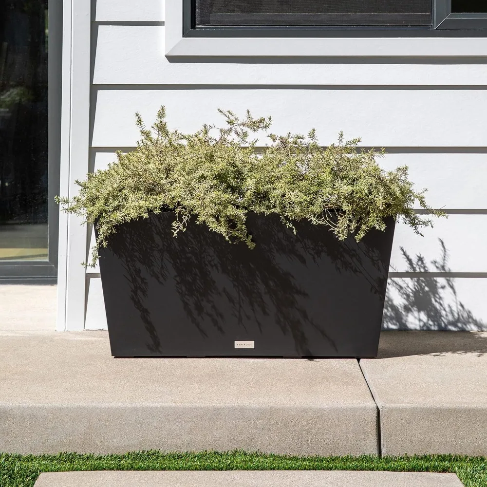 Series Midori Trough Planter - Large Rectangular Planter for Indoor or Outdoor Deck/Porch | Durable All-Weather Use