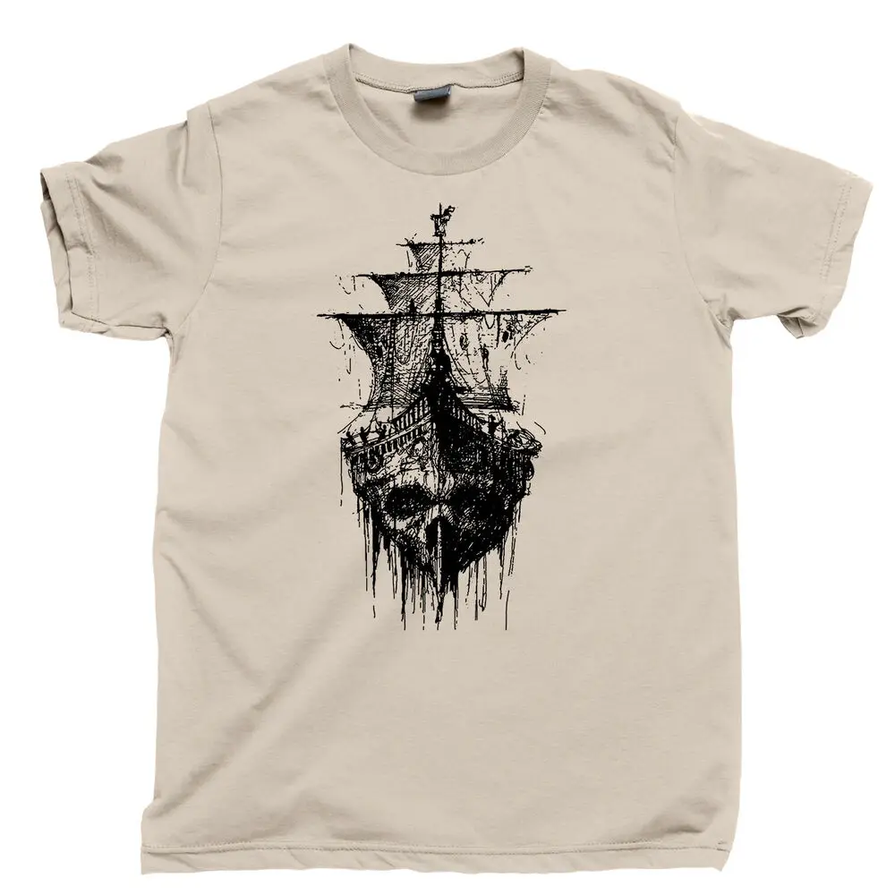 Ghost Ship T Shirt Jolly Roger Skull Crossbones Scallywag Blackbeard Tee  High Quality 100%Cotton Short Sleeve