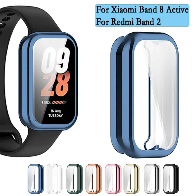 Für Xiaomi Band 8 Aktive TPU Abdeckung Fall Zubehör Schutz Volle Abdeckung Mit Screen Schutz Für Redmi uhr Band 2