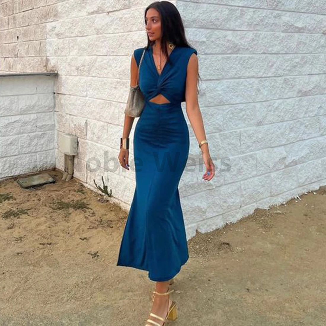 

Атласное платье для выпускного вечера с v-образным вырезом и длиной до пола, элегантное вечернее платье русалки для женщин на заказ