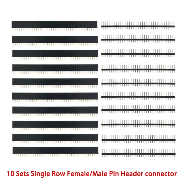 10PCS 2.54mm 1x40Pin Single Row Female + 10pcs 1x40 Male Pin Header Connector