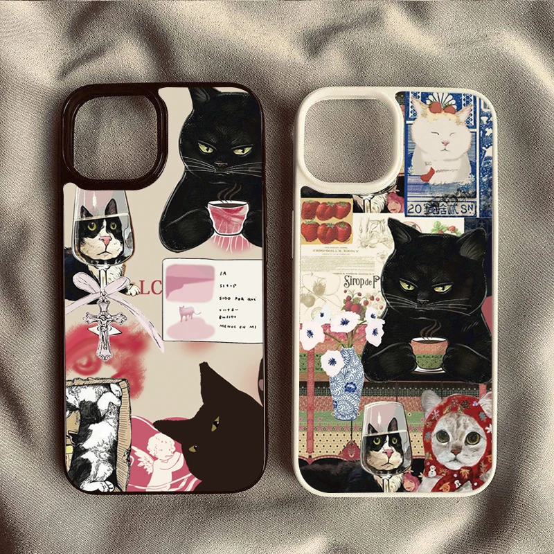 Cute & Playful Cat Pattern Phone Case for iPhone 17 16 15 Pro 14 13 12 11 Pro Max 16E X XR XS 7 8 Plus SE 2022 Shockproof Cover