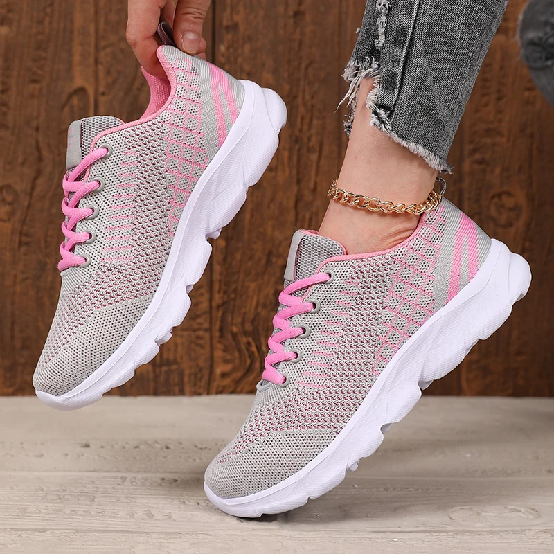 

2025 New Women's Running Shoes Spring Autumn Breathable Casual Sports Shoes Mesh Anti Slip Vibration Comfortable Walking Shoes