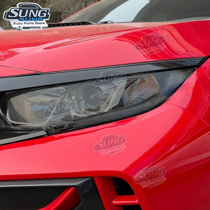 For Honda Civic 10th Gen FC/FK 2016-2021 High/Low 2pcs Car Headlight Protective Film Black Transparent TPU Transparent Sticker