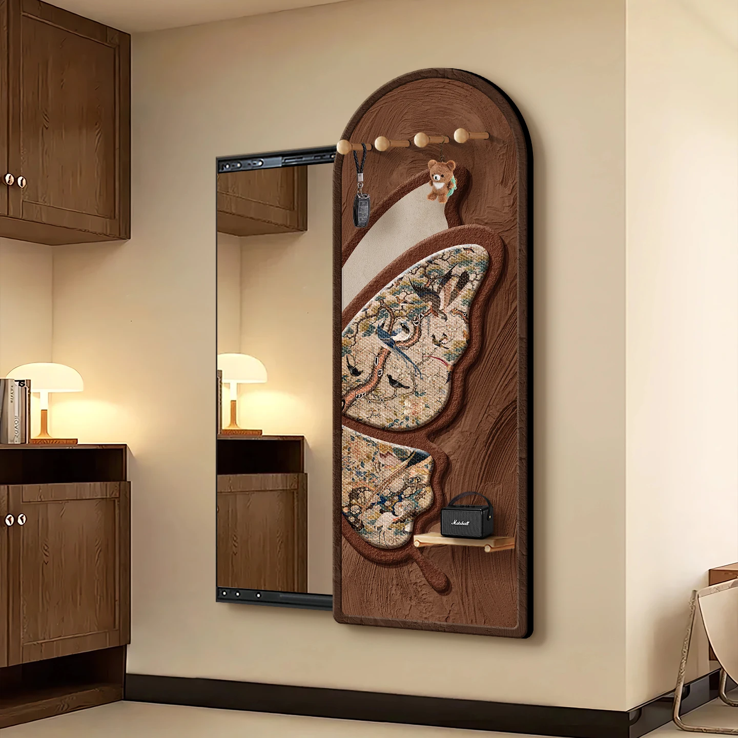 HXL Full-Length Mirror Hidden Body Mirror Invisible Concealed Sliding Mirror Entrance Decorative Painting