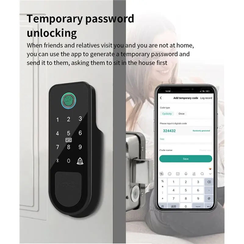 Serrure de maison à empreintes digitales, entrée sans clé, pour Tuya, serrure intelligente, Bluetooth, pour application Tuya, clé, carte IC, modèle D