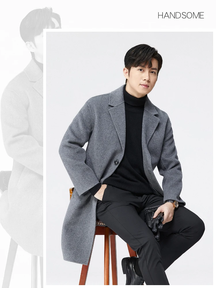 Korean autumn/winter 100% wool coat for men