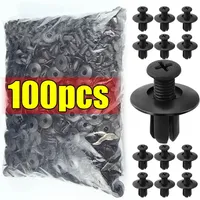 100/50 8mm Hole Door Rivet Plastic Clip Fasteners Black Cars Lined Cover Barbs Rivet Auto Fasteners Retainer Push Pin Clips Tool