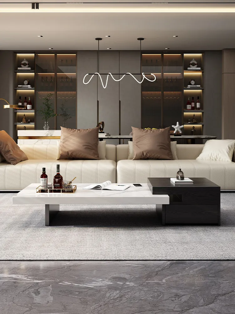 YJQ Italian minimalist rectangular suspended coffee table living room small apartment household rock slab coffee table