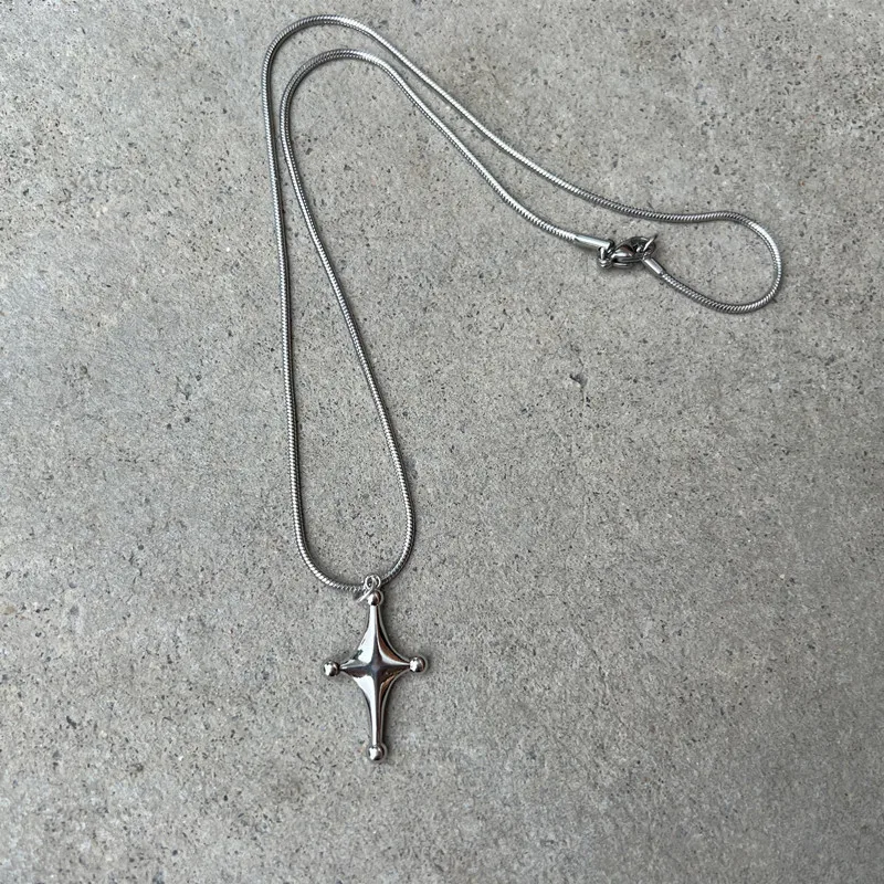Y2K Star Pendant Frosted Beads Necklace For Women Korean Fashion Whole Titanium Steel Snake Chain Necklaces Jewelry Accessories image 3