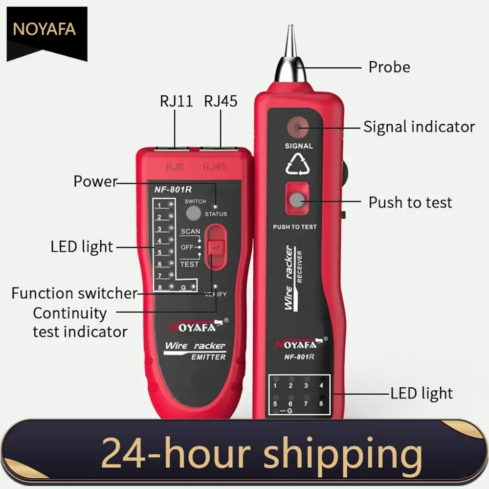 

ZHOUCE NF-801R Network Cable Tester Ethernet LAN Telephone Wire Tracer RJ45 RJ11 Line Finder with LED Lighting Withstand Voltage