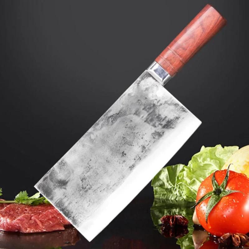

8 Inch Chopper Knife 3 Layers Clad Steel 10Cr15CoMov Blade Butcher Handmade Forged Kitchen Knives Chop Meat And Poultry Tools
