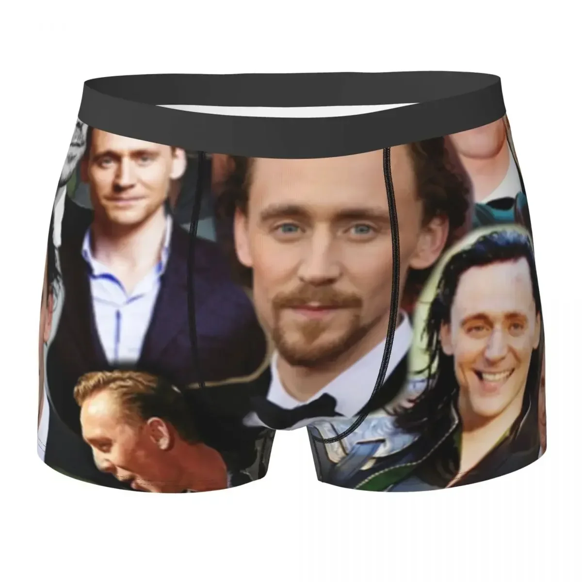 Boxer Underpants Shorts Tom Hiddleston Photo Collage Panties Male Breathable Underwear for Homme Man Boyfriend Gifts