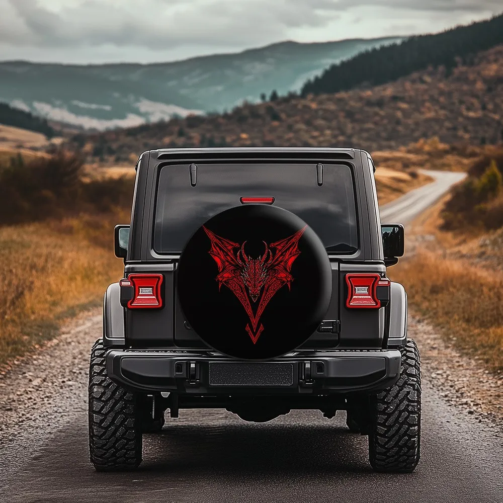 

Red Wing Dragon Spare Tire Cover Jeep SUV Off-Road Vehicle Waterproof Protector