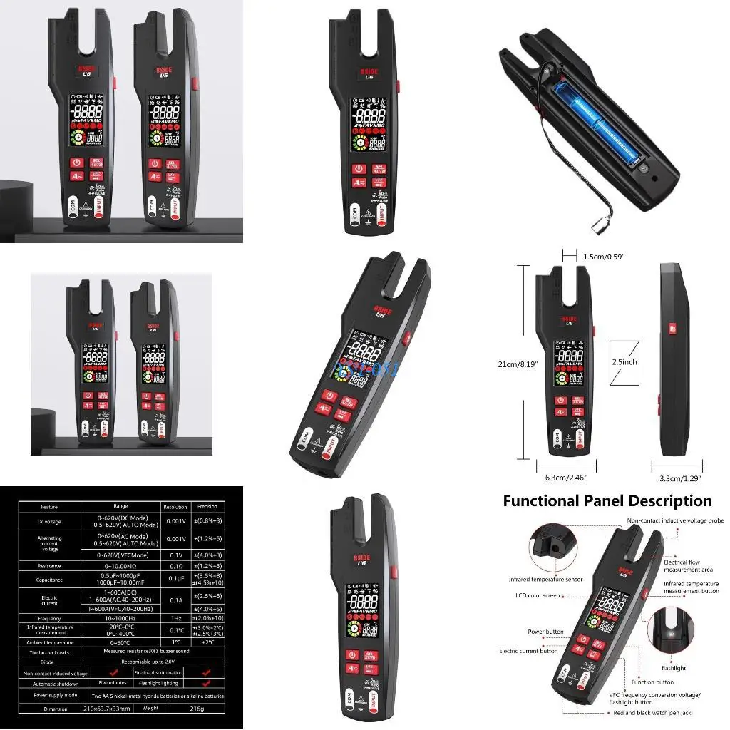 

E15A Digital Clamps Meter Current 600A Multimeter Ammeter Tester HzOhm Test