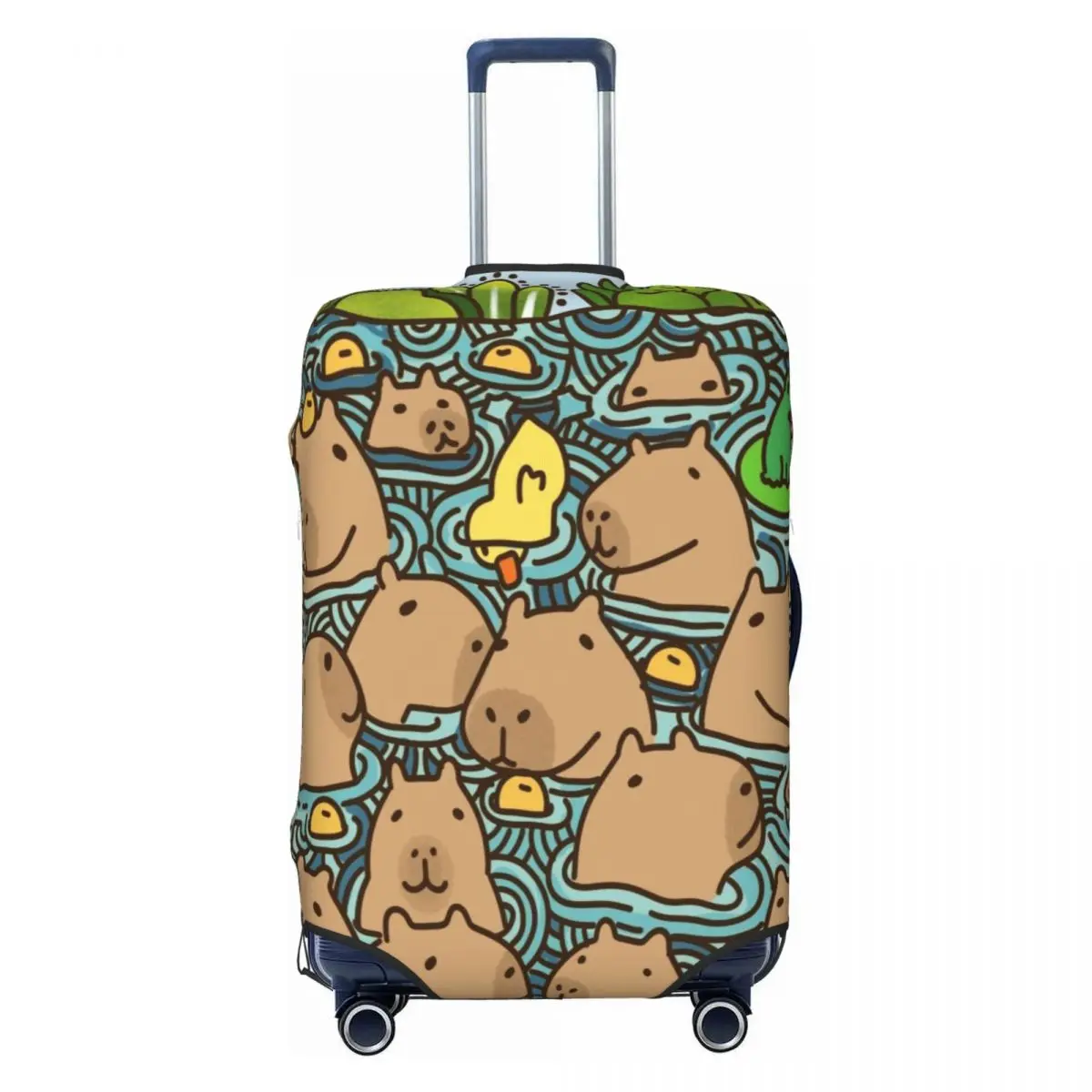 

Cute A Pond Full Of Capybara Luggage Cover Protector Elastic Travel Suitcase Covers