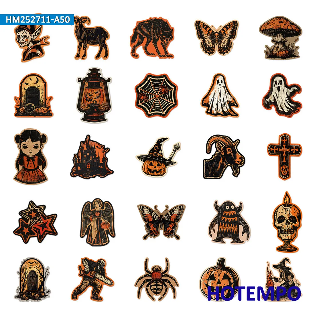 مجموعة ملصقات الهالوين الرعب، الساحرة الوحش شبح شيطان اليقطين، لأجهزة الكمبيوتر المحمول هاتف السيارة دراجة نارية، حزمة ملصقات ممتعة، 20/30/50 قطعة #3