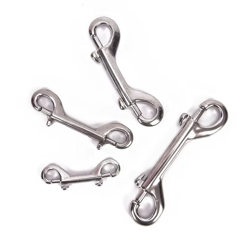 

65mm 90mm 100mm 115mm Double Ended Scuba Diving Hook Stainless Steel Eye Bolt Snap Hook Quick Draw Link Carabiner Baby toy Scuba