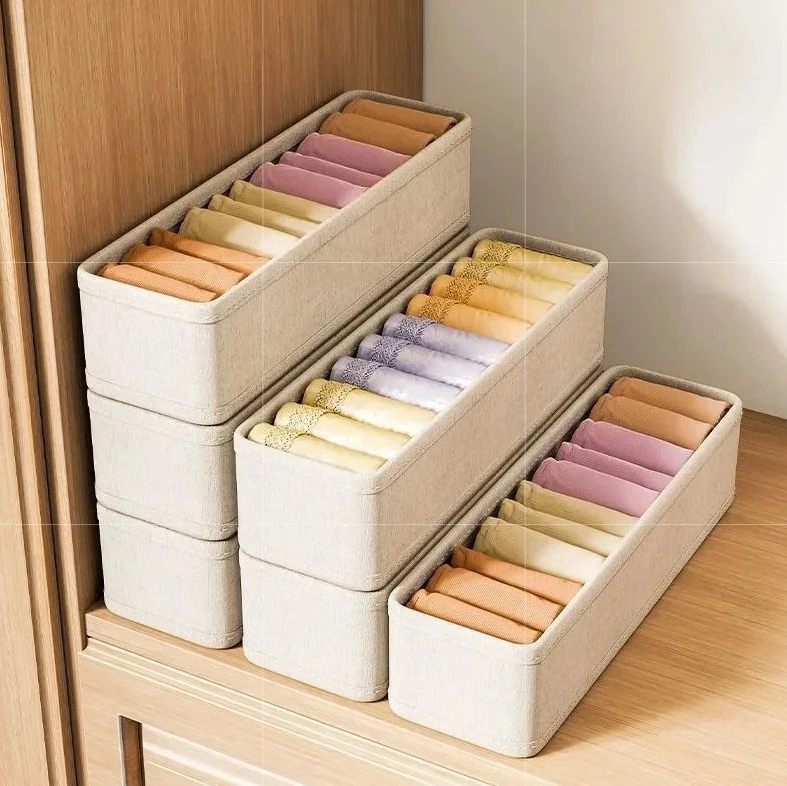 

1/2/4pcs Clothing Storage Box, Multi-functional Foldable Stacking Organizer with Slots for Underwear Socks Wardrobe