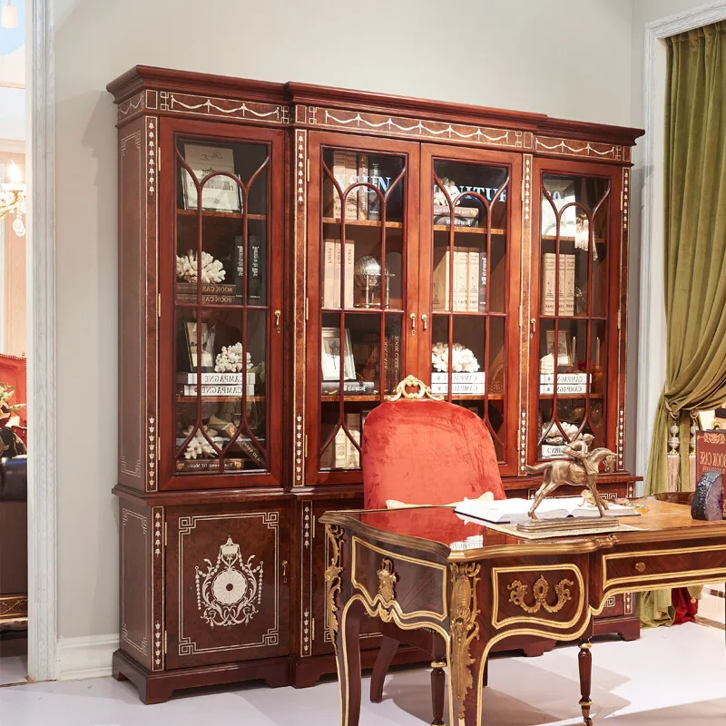 English leisure chair living room peach blossom core solid wood carving flower book chair villa owner armrest chair