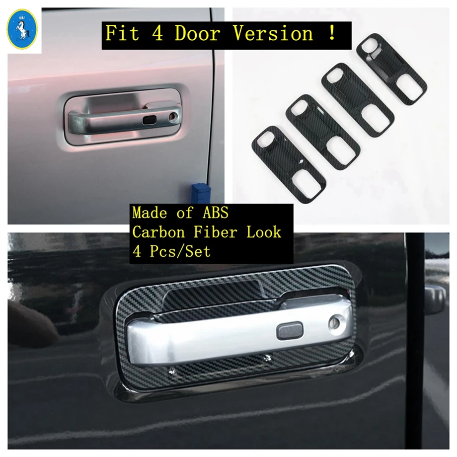 Chrome / Carbon Fiber Accessories Car Door Pull Doorknob Handle Cap & Handle Bowl Cover Trim For Ford F-150 / Raptor 2015 - 2020