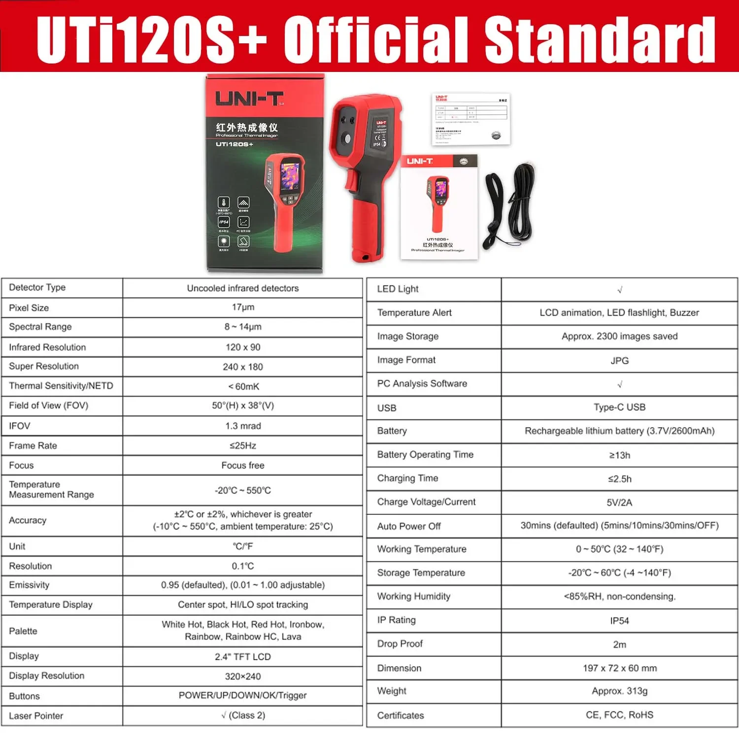 UNI-T UTi120S PLUS Thermische camera Super infraroodresolutie 240x180 Handheld warmtebeeldcamera Professionele warmtebeeldcamera
