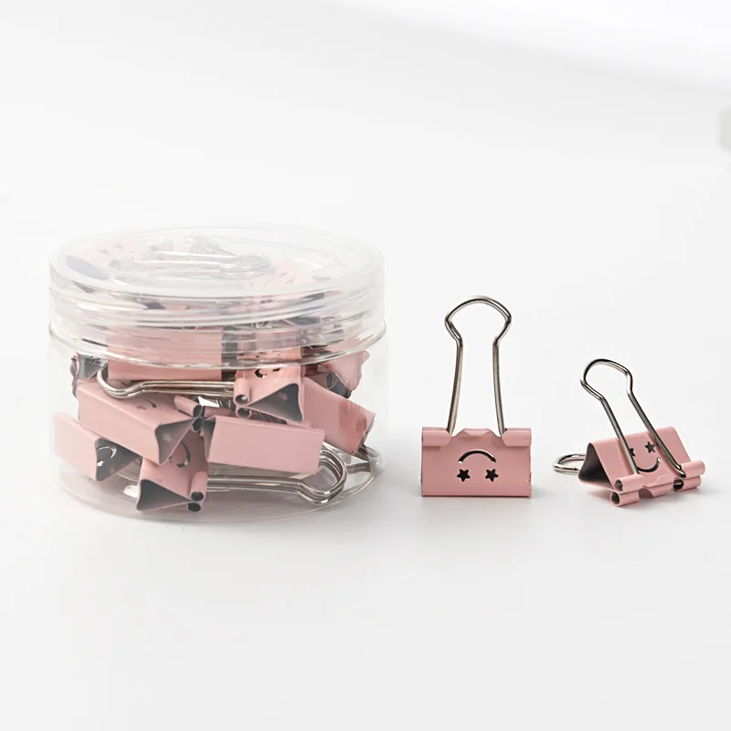 Creative Smiley Face Binder Clips Long Tail Clip Cute Small 19mm Paperclips Swallow Tail Clip Office Supplies