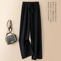 Thick Warm Knitted Casual Chic Basic Soft Elastic High Waist Women's Pants Korean Fashion Straight Ankle-Length Pants For Women - Image 3