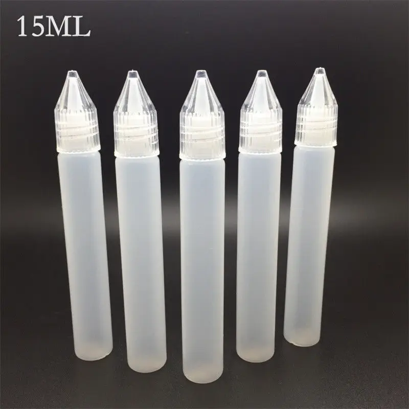 Needle Tip Dropper Bottles 15ml 30ml Empty Plastic Cosmetic Liquid Bottle Unicorn Long Slim Oil Drop Accessories Wholesale