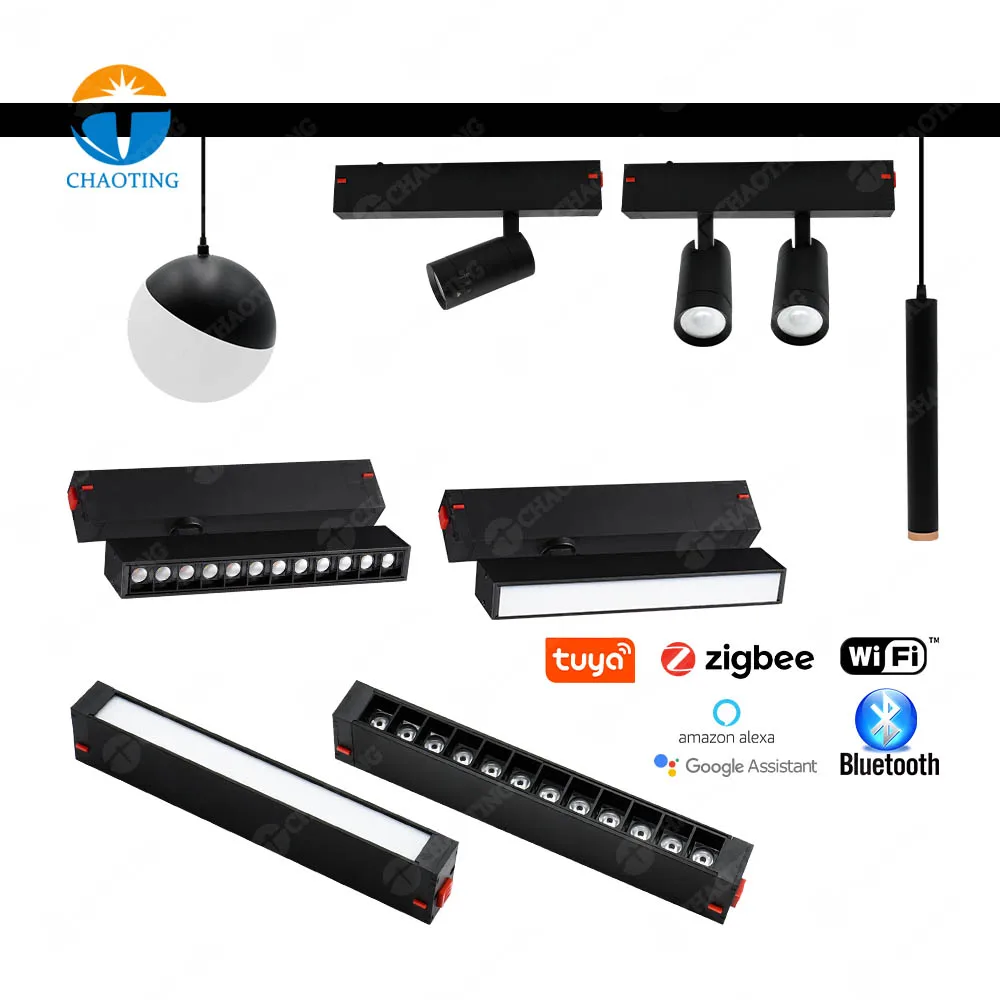 25MM Surface Recessed Hanging Ceiling Dimmable Smart Magnetic Cob Linear Rail Lighting System Commercial Led Track Flood Lights