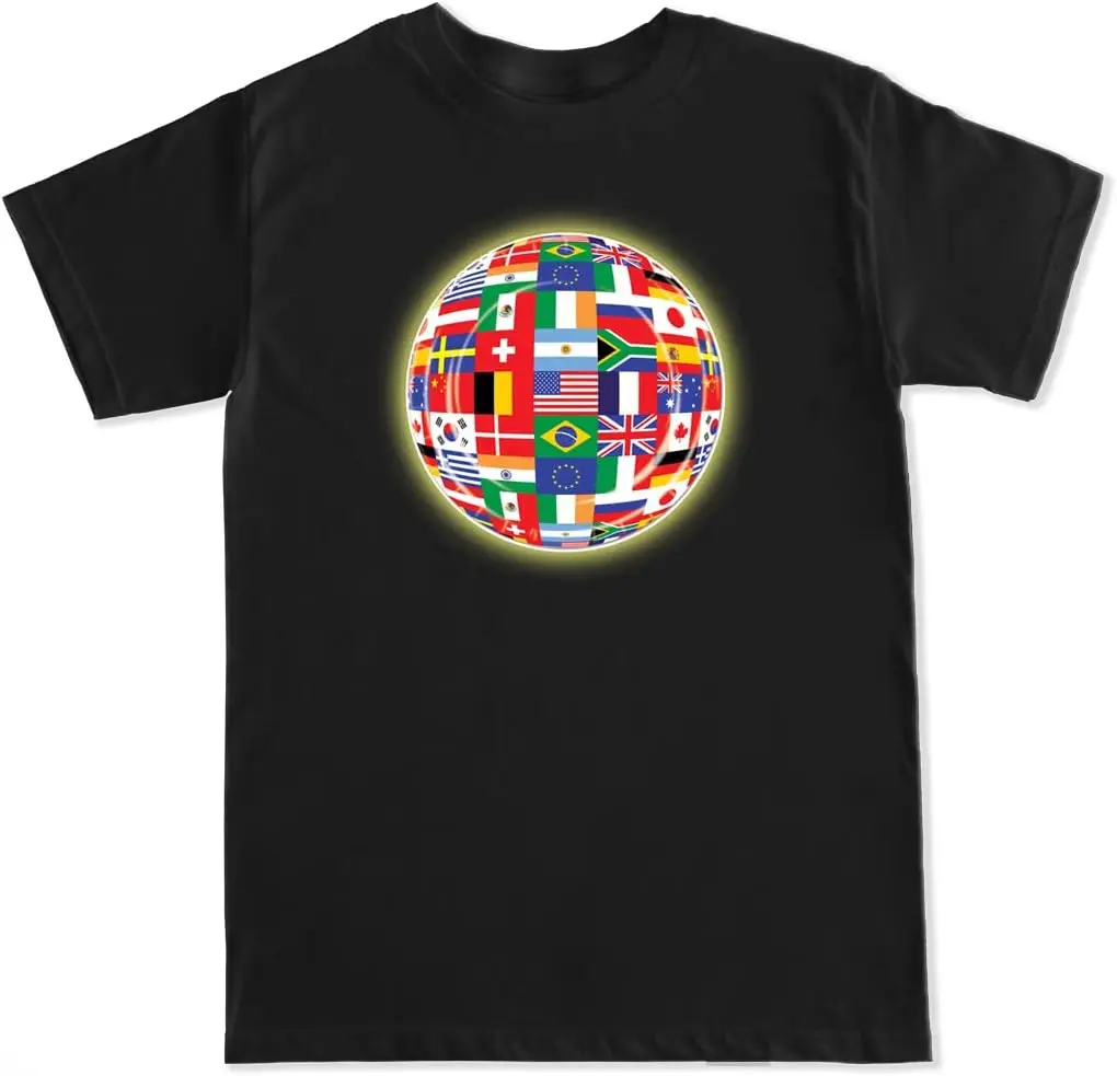 Men's Unity Flag Globe  Tees High Quality 100%Cotton Short Sleeve